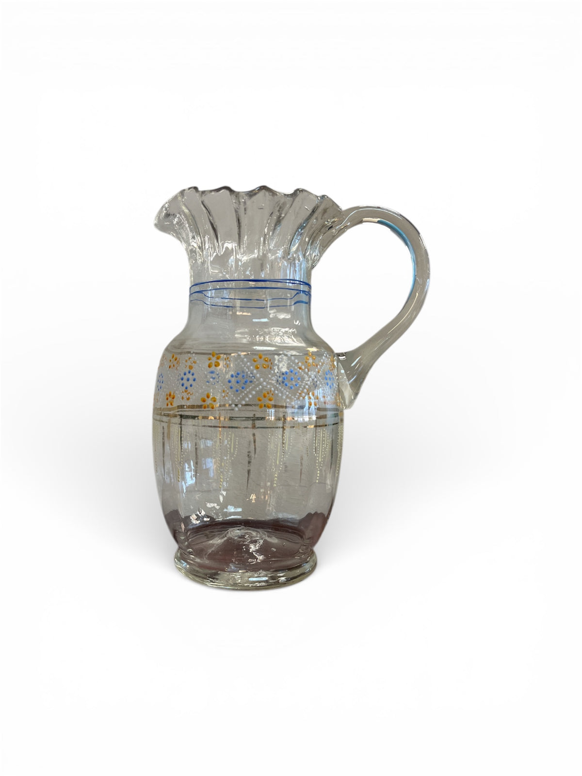 Glass Pitcher with Painted Detailing