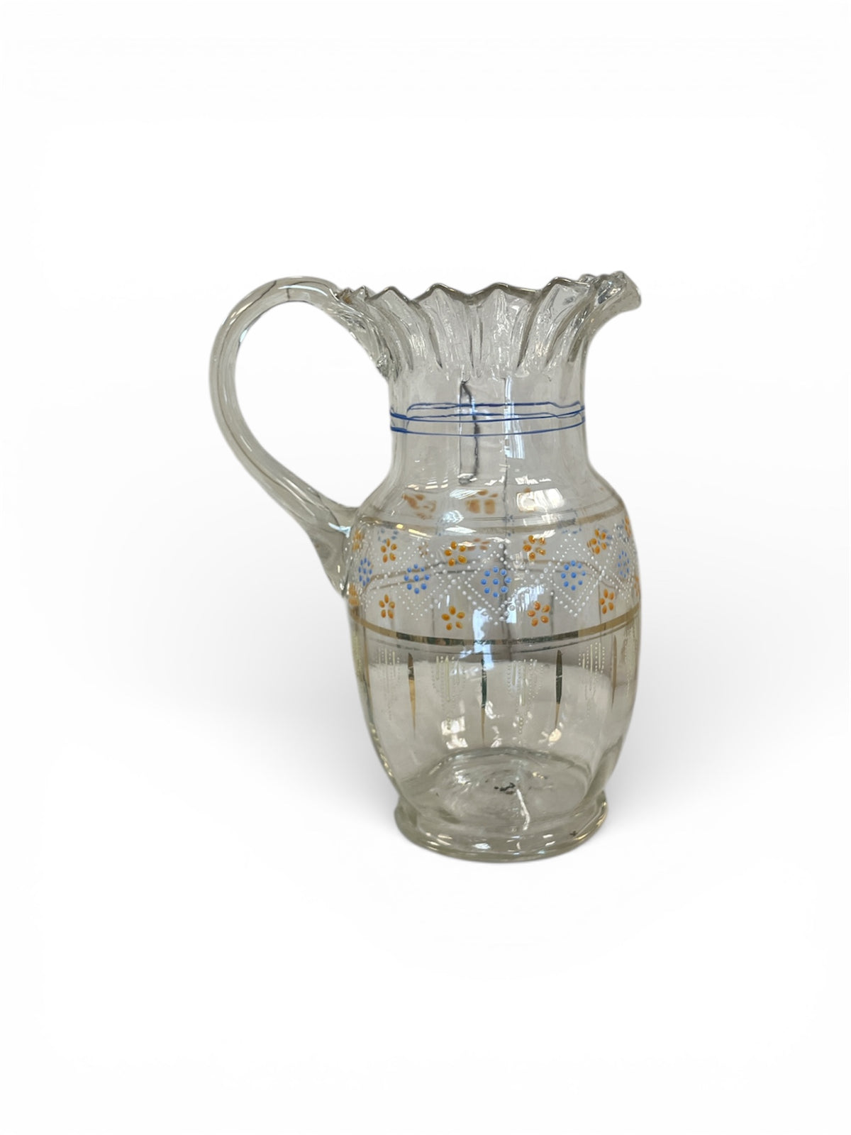 Glass Pitcher with Painted Detailing