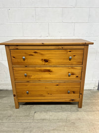 Natural Wood Three-Drawer Chest