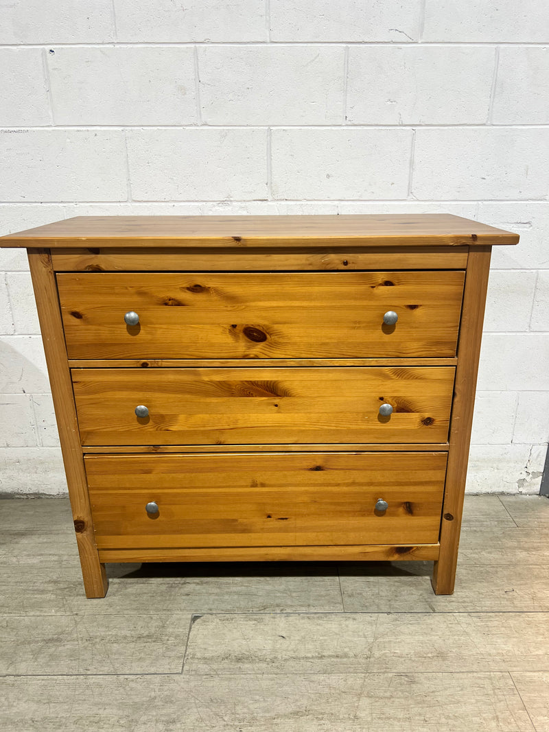Natural Wood Three-Drawer Chest