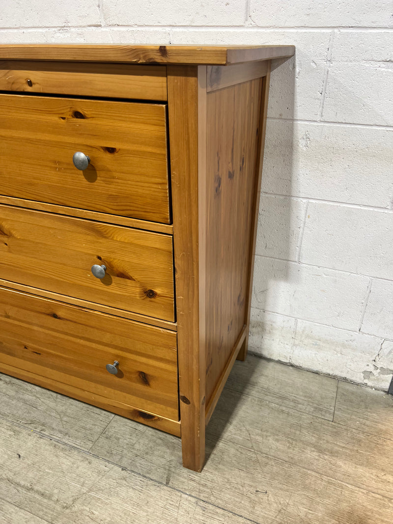 Natural Wood Three-Drawer Chest