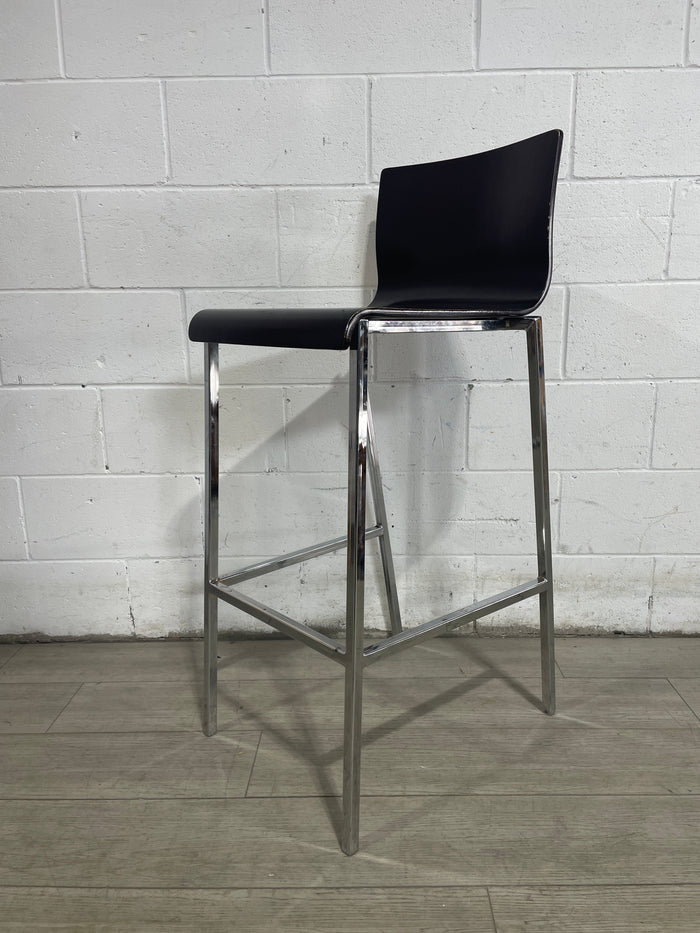 Curved Wood Bar Stool with Metal Frame
