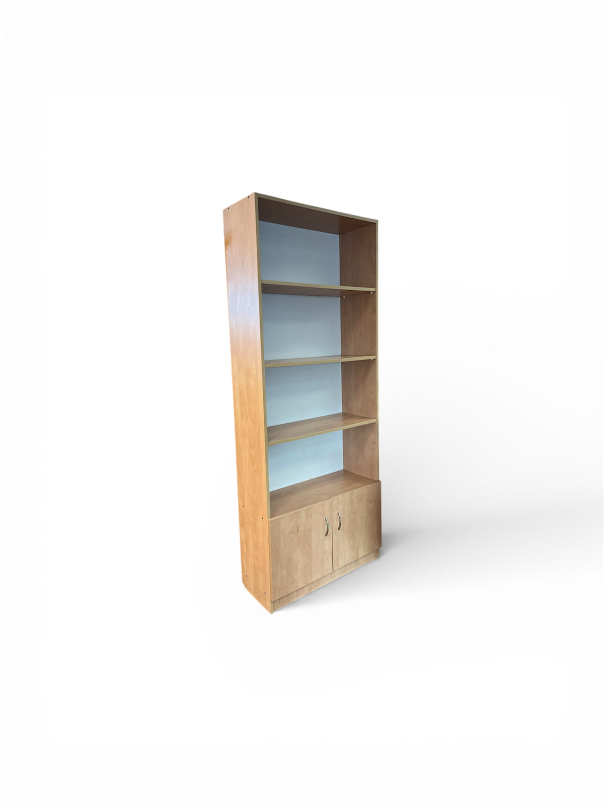 Tall Wood Bookcase w/ Shelves and Cabinet