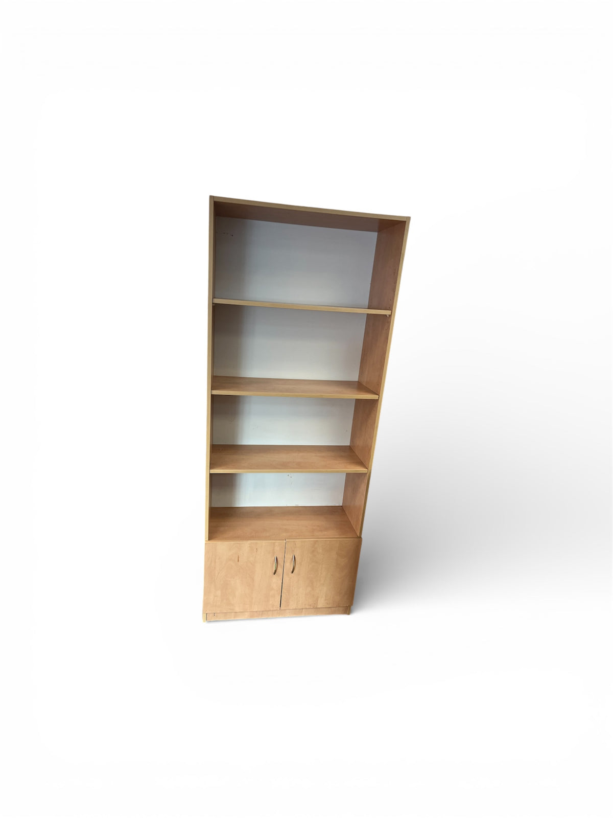 Tall Wood Bookcase w/ Shelves and Cabinet