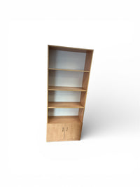 Tall Wood Bookcase w/ Shelves and Cabinet
