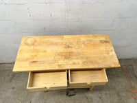 Compact Natural Wood Kitchen Cart