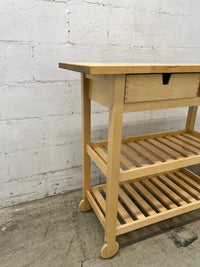 Compact Natural Wood Kitchen Cart