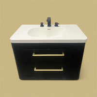 Modern Black Vanity with White Sink