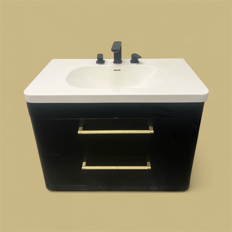 Modern Black Vanity with White Sink