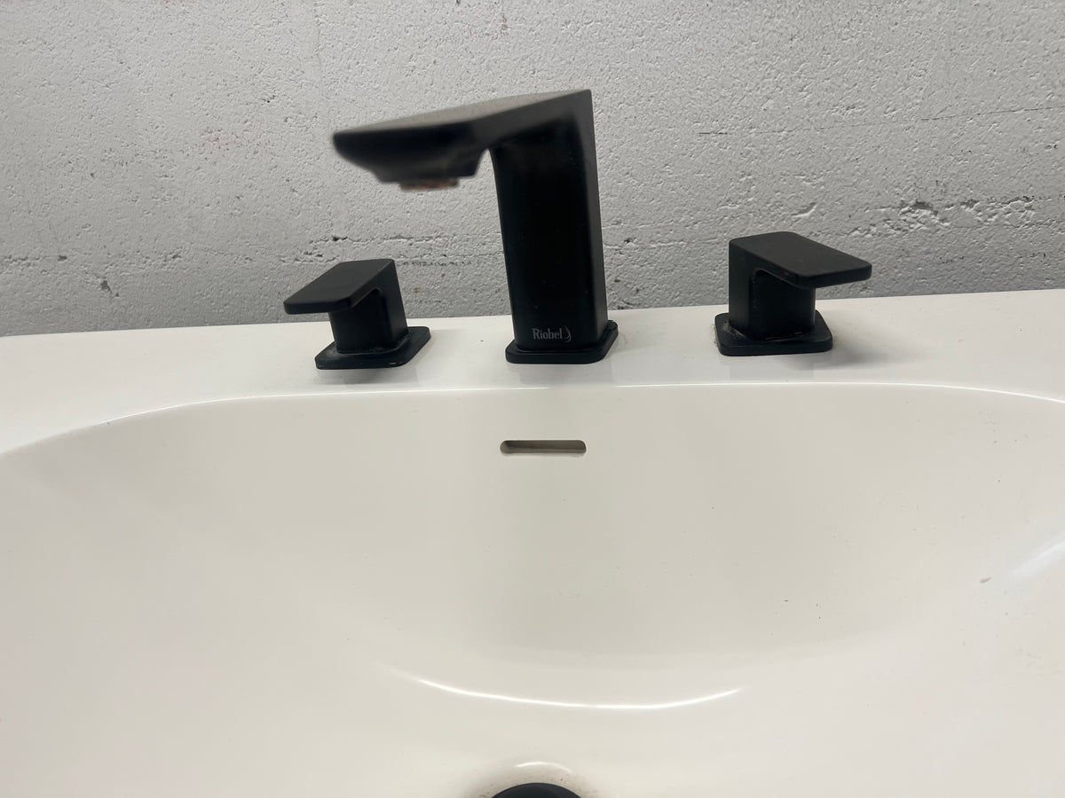 Modern Black Vanity with White Sink