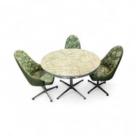 Mid Century Green Marble-Look Dining Set - 3 Chairs