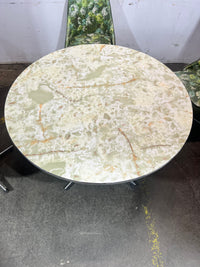 Mid Century Green Marble-Look Dining Set - 3 Chairs