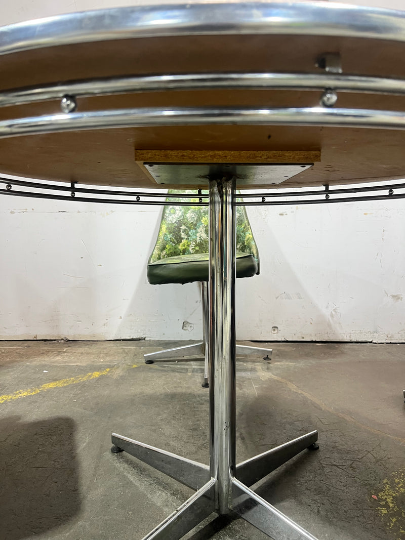 Mid Century Green Marble-Look Dining Set - 3 Chairs