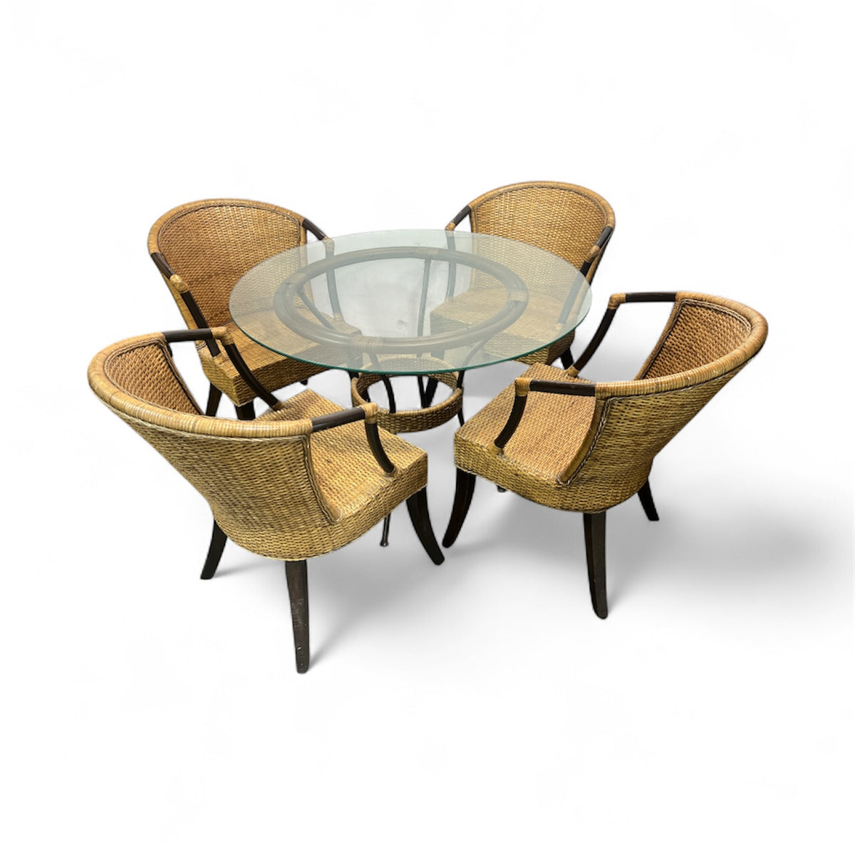Tropical Rattan Dining Set - 4 Chairs