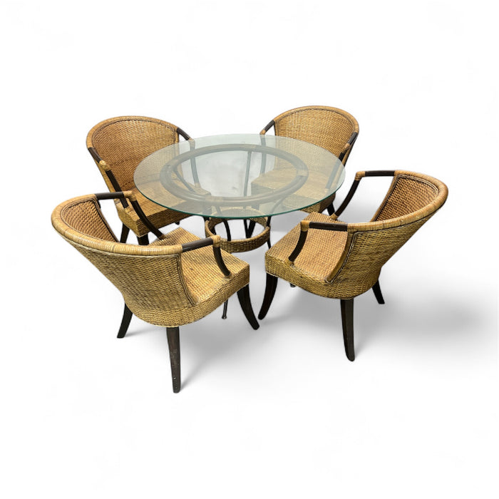 Tropical Rattan Dining Set - 4 Chairs