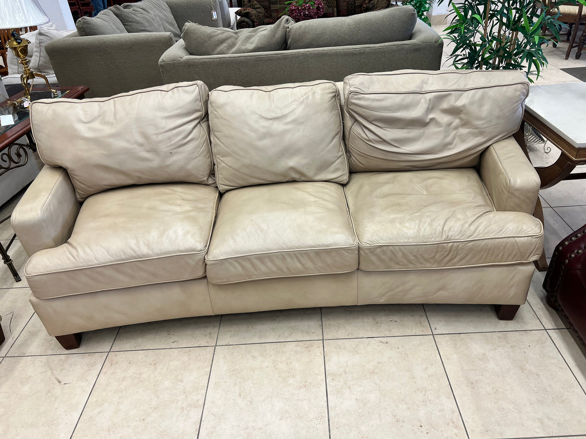 Camelback Beige Leather Sofa