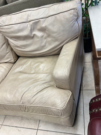 Camelback Beige Leather Sofa