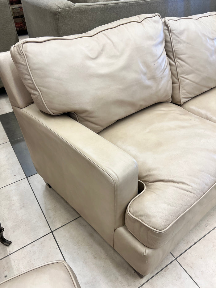 Camelback Beige Leather Sofa