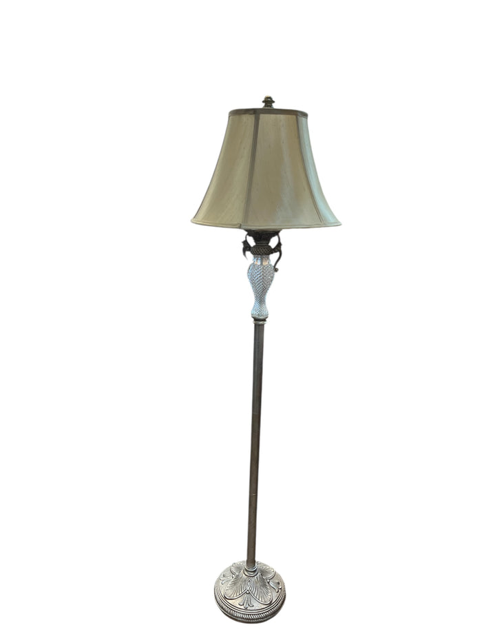 Crystal Accent Lamp with Cream Fabric Lampshade