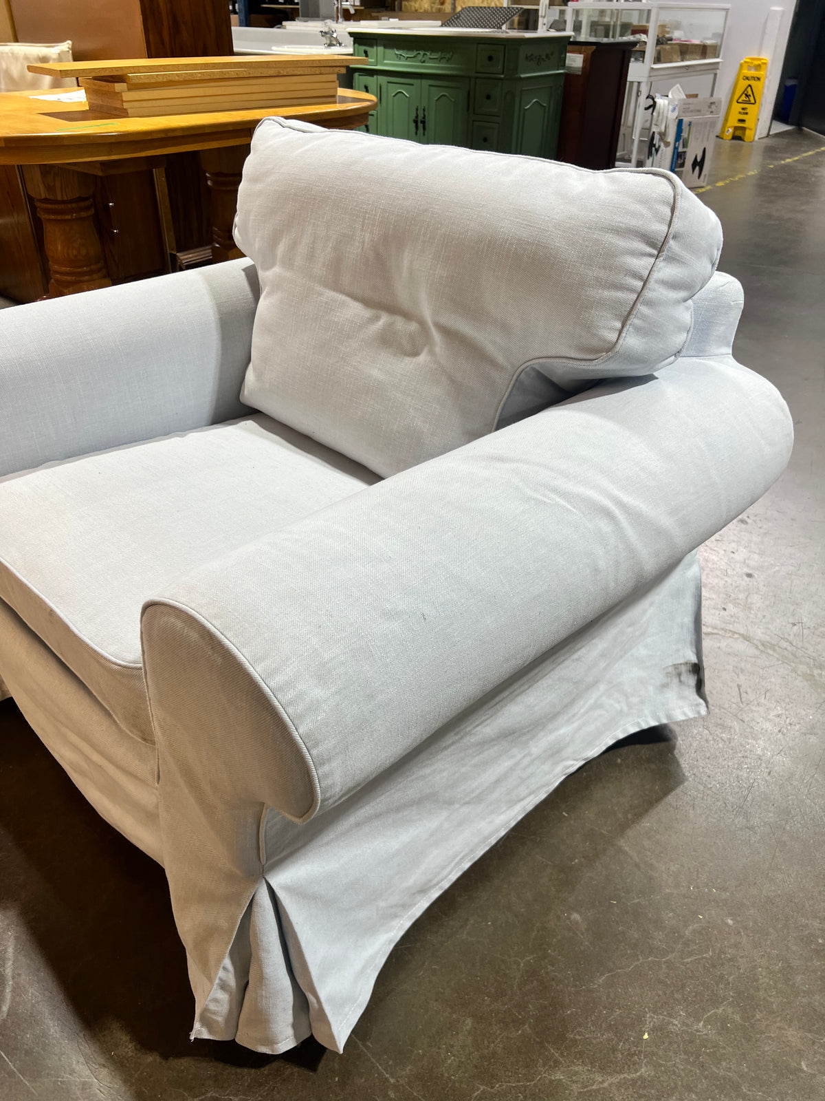 Light Blue Slipcover Arm Chair