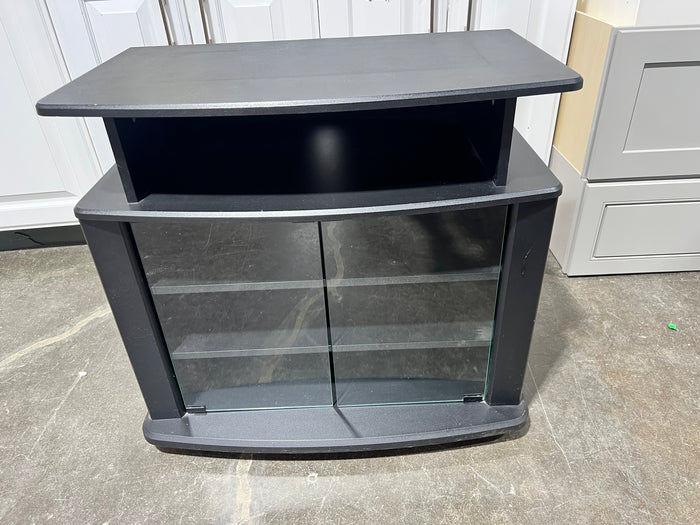 Modern Black Glass Media Stand
