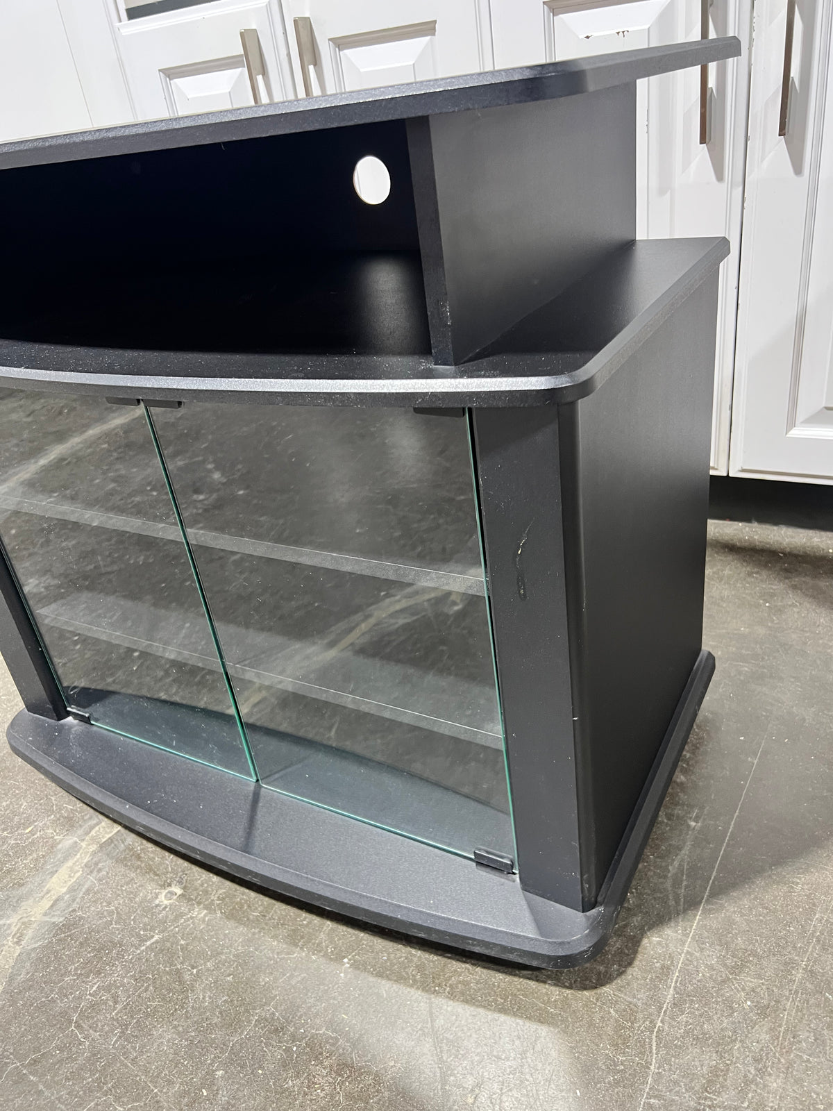 Modern Black Glass Media Stand