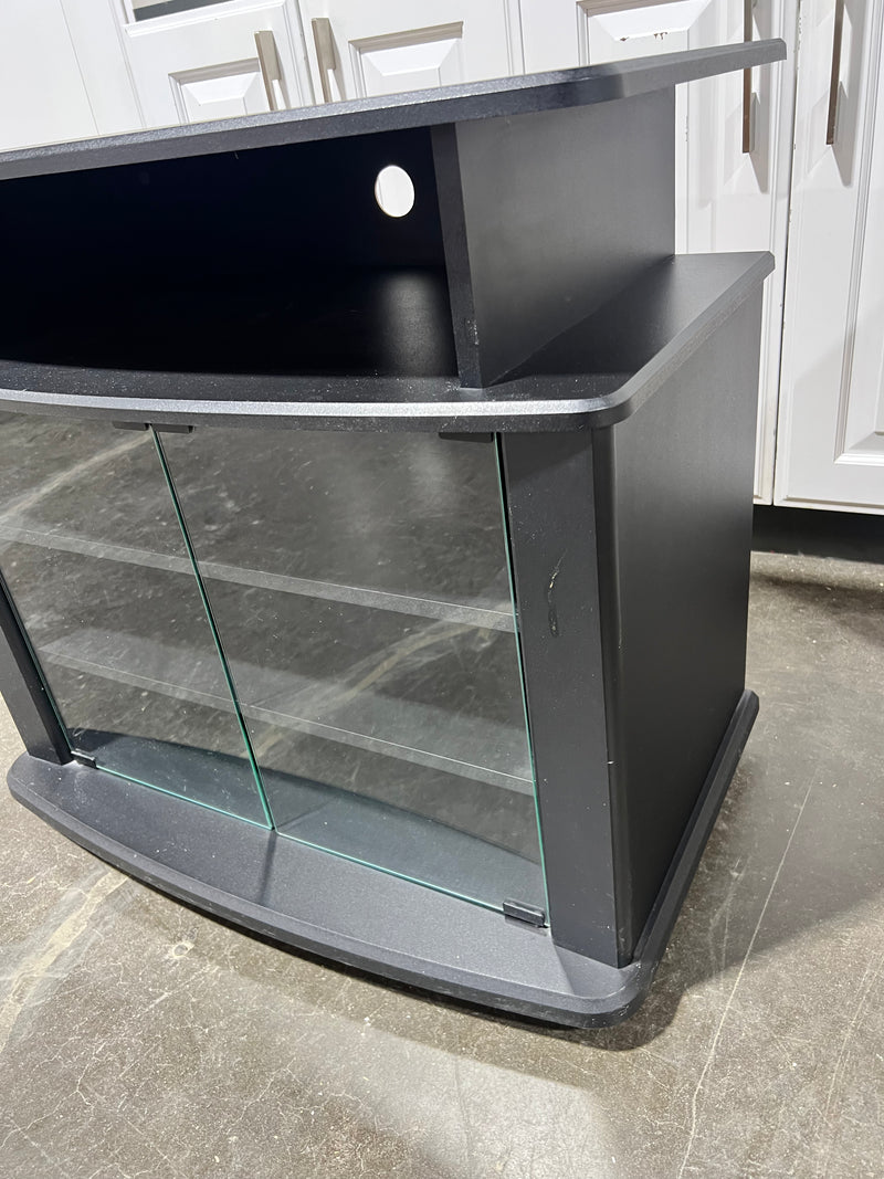 Modern Black Glass Media Stand