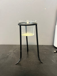 Three Legged Metal Candle Stand With Glass Insert