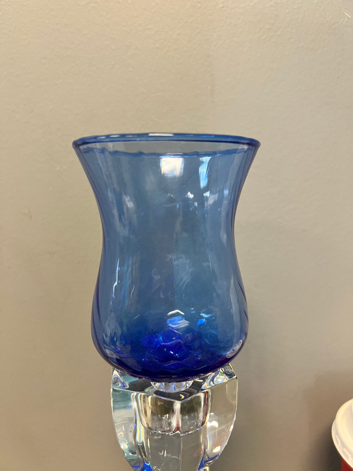 Blue Glass Peg Votive Holder Cup