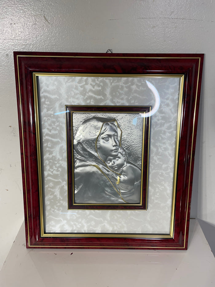 Framed Madonna and Child Silver-Plated