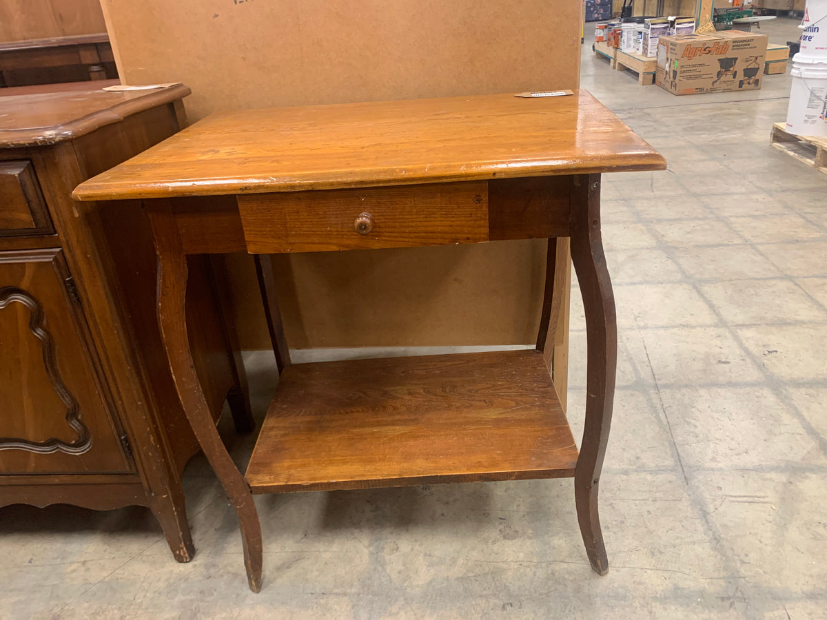 Wooden Accent Table With Bowed Legs