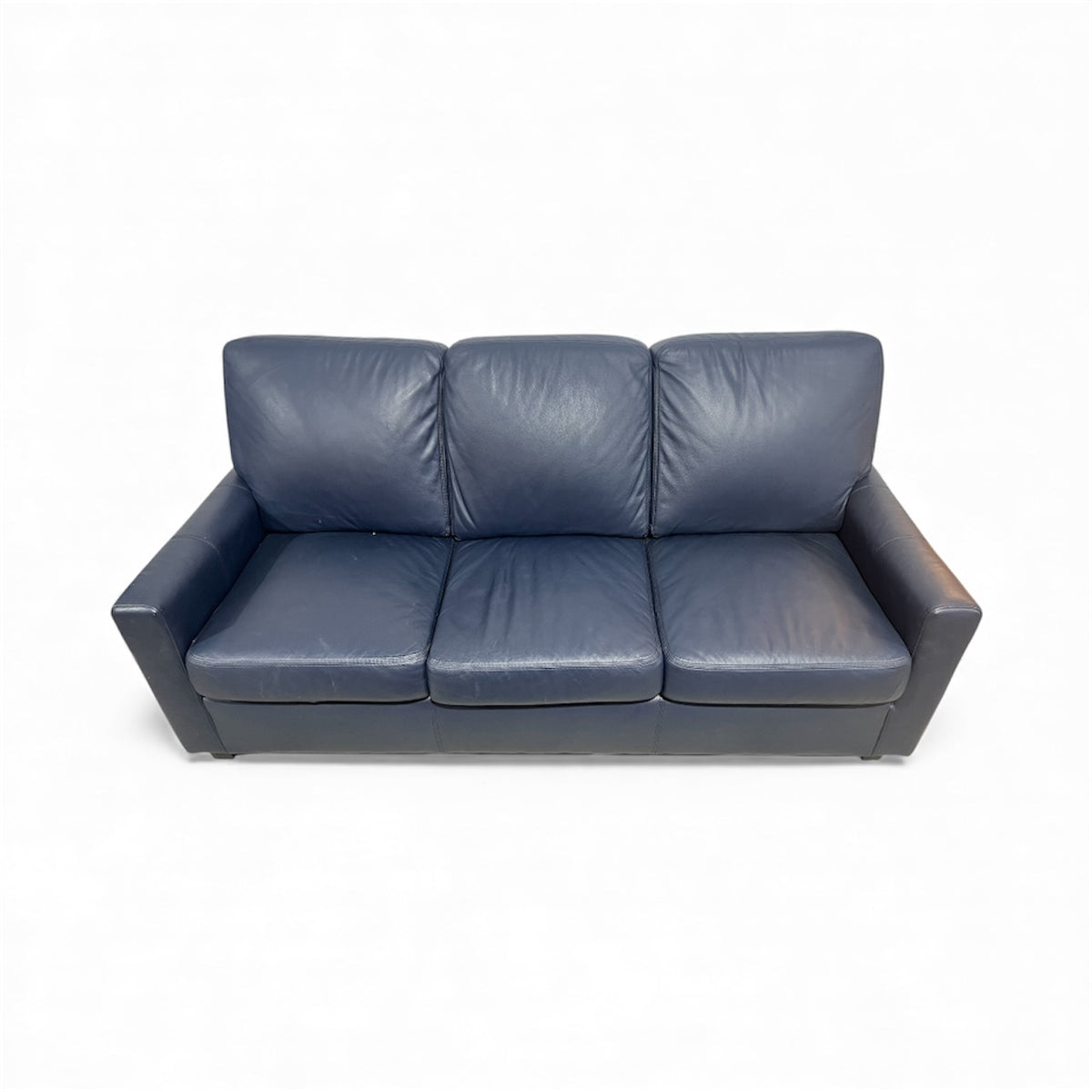 Deep Blue Leather 3-Seater Sofa