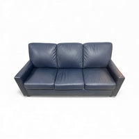 Deep Blue Leather 3-Seater Sofa