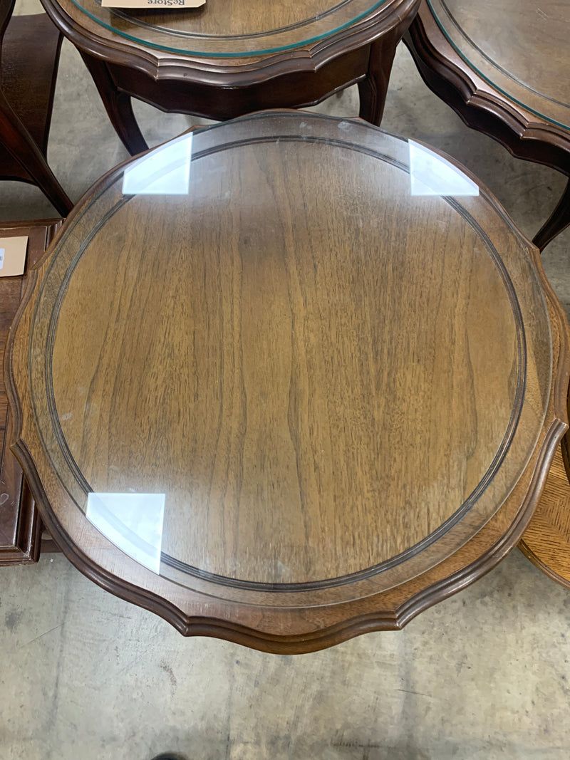 Wood Side Table With Glass Top