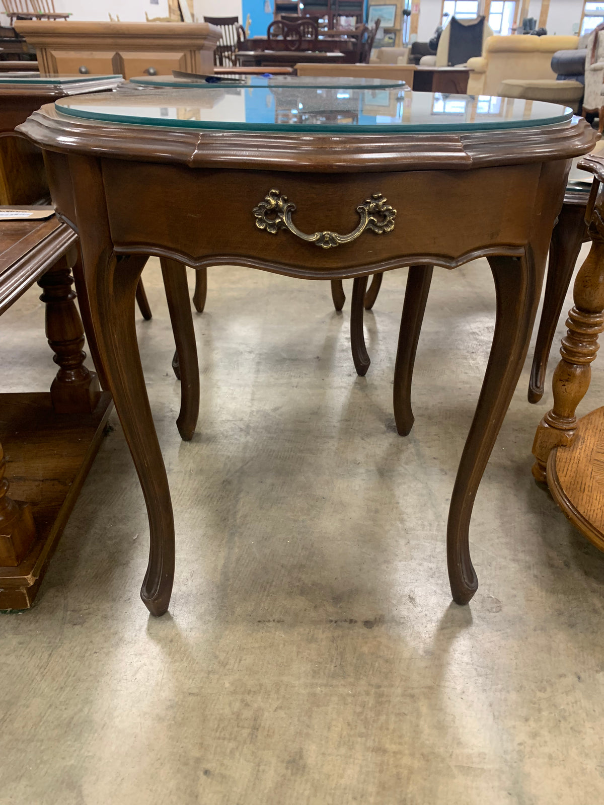 Wood Side Table With Glass Top