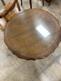 Wooden Circle Coffee Table With Glass Top