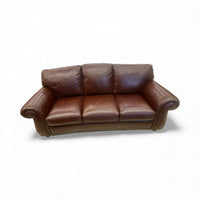 Rich Brown Leather Three-Seater Sofa