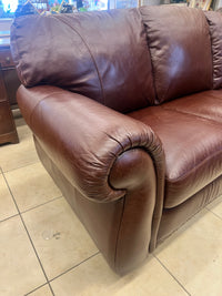 Rich Brown Leather Three-Seater Sofa