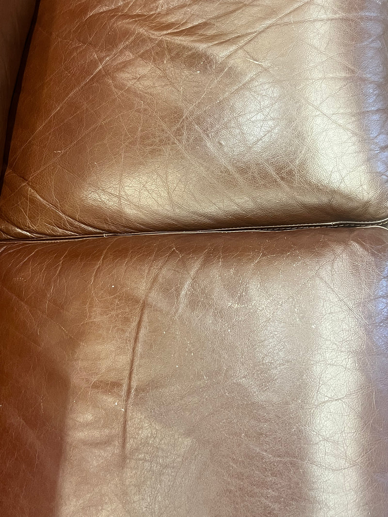 Rich Brown Leather Three-Seater Sofa