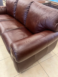 Rich Brown Leather Three-Seater Sofa