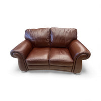 Rich Brown Leather Loveseat