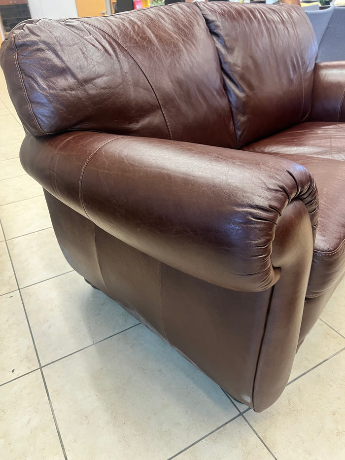 Rich Brown Leather Loveseat
