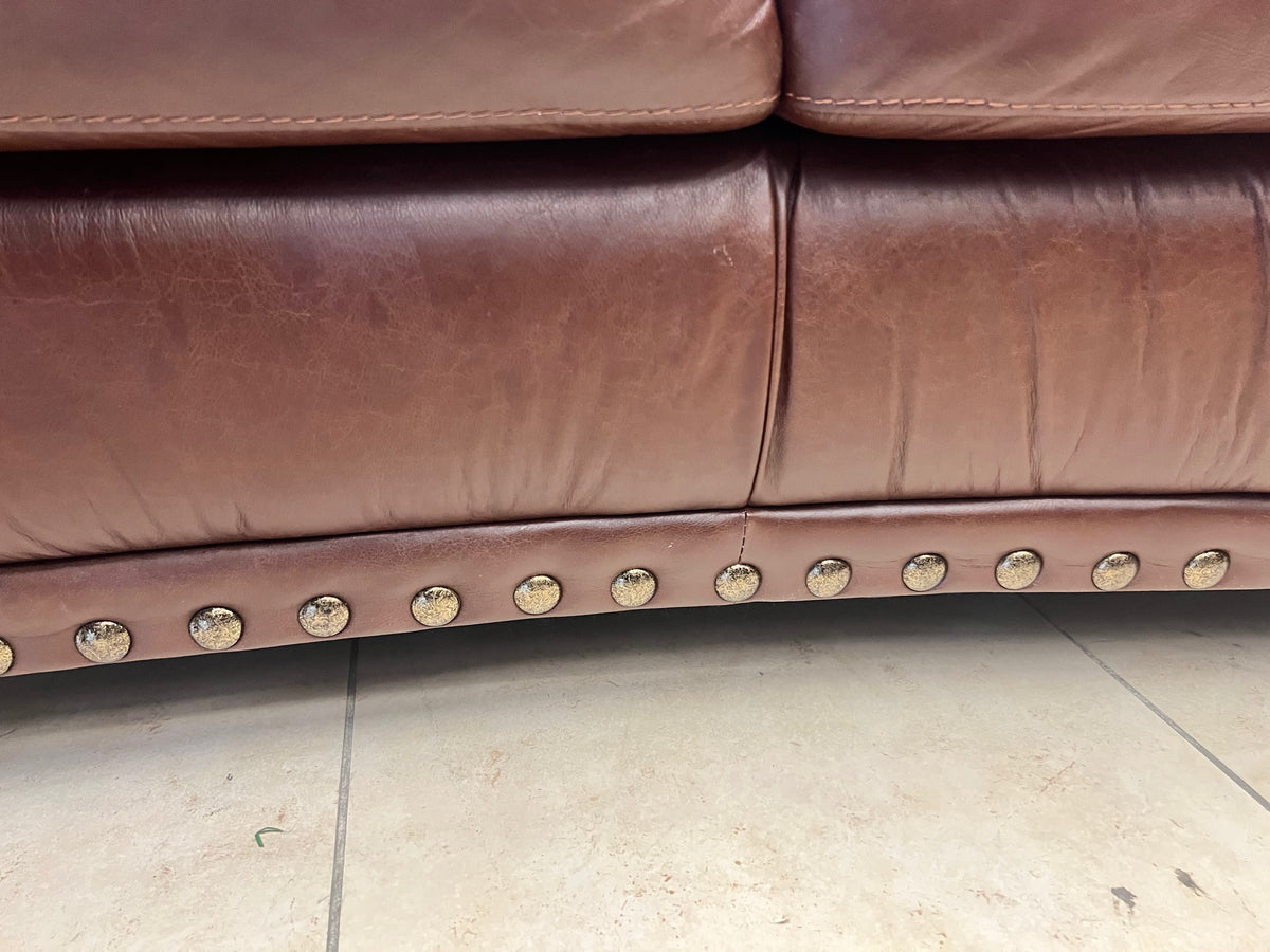 Rich Brown Leather Loveseat
