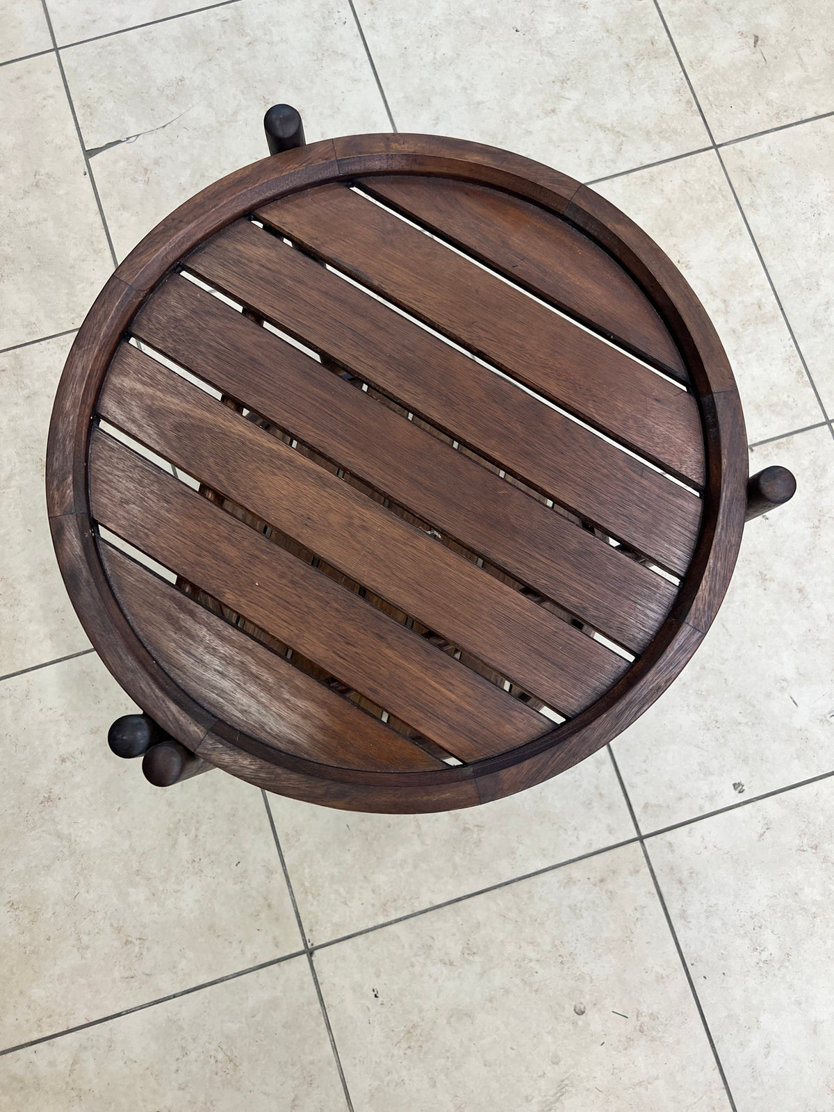 Circular Slatted Wood Accent Stand