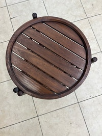 Circular Slatted Wood Accent Stand