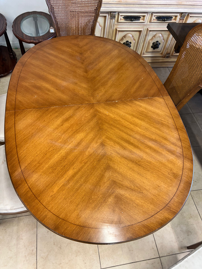 Mid-Century Cane Back Dining Set - 6 Chairs