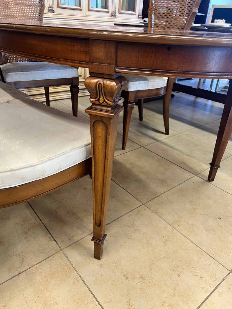 Mid-Century Cane Back Dining Set - 6 Chairs