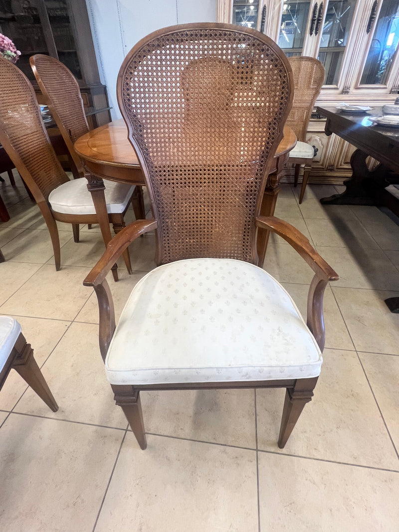 Mid-Century Cane Back Dining Set - 6 Chairs