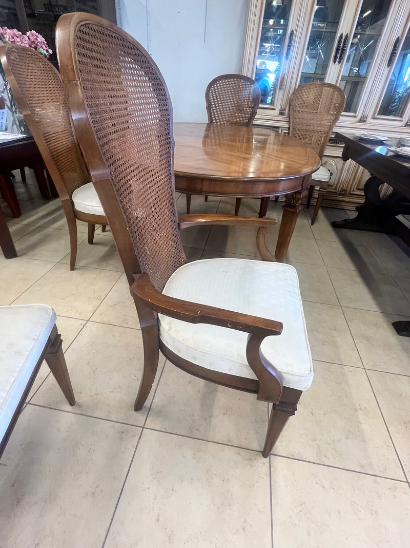 Mid-Century Cane Back Dining Set - 6 Chairs