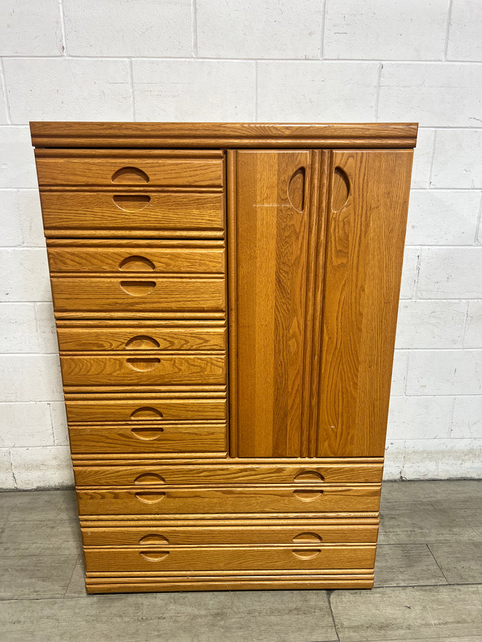 Oak Finish Highboy Chest